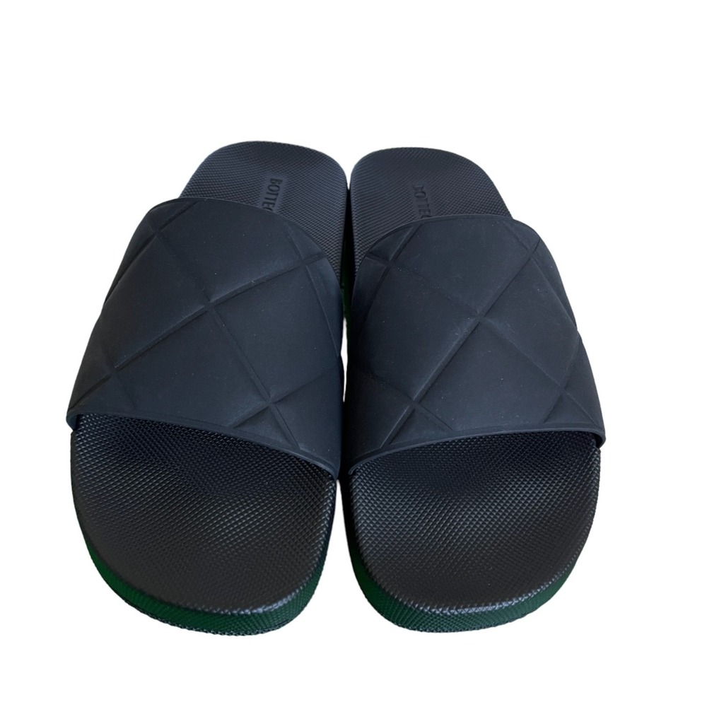Bottega Veneta 640051 Women's Matt Rubber Black Slides Sandals, sz 37